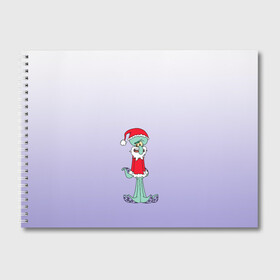 Альбом для рисования с принтом Дед Сквиди Санта мороз в Белгороде, 100% бумага
 | матовая бумага, плотность 200 мг. | дед мороз | микс образов | мультфильм | настроение | оссьминог | персонаж | праздник | санта клаус | сквидвард | старикашка | сухой старик | шапка санты