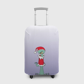 Чехол для чемодана 3D с принтом Дед Сквиди Санта мороз в Белгороде, 86% полиэфир, 14% спандекс | двустороннее нанесение принта, прорези для ручек и колес | дед мороз | микс образов | мультфильм | настроение | оссьминог | персонаж | праздник | санта клаус | сквидвард | старикашка | сухой старик | шапка санты