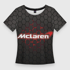 Женская футболка 3D Slim с принтом McLaren carbon theme в Белгороде,  |  | f1 | formula 1 | mclaren | авто | гонки | макларен | формула 1