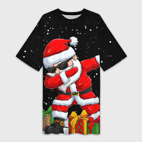 Платье-футболка 3D с принтом SANTA, DAB в Белгороде,  |  | 2021 | 2022 | bad | christmas | dab | happy | merry | merry christmas | new year | santa | snow | sweater | ugly christmas | winter | деб | дэб | зима | новогодний | новогодняя | новый год | рождественский | рождественский свитер | рождеств