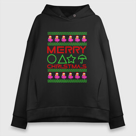 Женское худи Oversize хлопок с принтом Merry Christmas Squid Game в Белгороде, френч-терри — 70% хлопок, 30% полиэстер. Мягкий теплый начес внутри —100% хлопок | боковые карманы, эластичные манжеты и нижняя кромка, капюшон на магнитной кнопке | 2022 | merry christmas | squid game | squid game new year | игра в кальмара | новогодняя игра в кальмара | новый год | новый год 2022 | паттерн игра в кальмара | рождество | с рождеством | сериал игра в кальмара