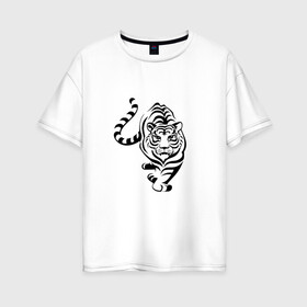 Женская футболка хлопок Oversize с принтом Символ года (тигр) праздник в Белгороде, 100% хлопок | свободный крой, круглый ворот, спущенный рукав, длина до линии бедер
 | 2022 | зима | новый год | символ года | снег | тигр