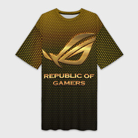 Платье-футболка 3D с принтом Republic of gamers, ROG Gaming в Белгороде,  |  | asus | cybersport | republic of gamers | rog | rog gaming | асус | киберспорт