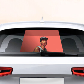Наклейка на авто - для заднего стекла с принтом Wiz Khalifa Art в Белгороде, ПВХ | Точные размеры наклейки зависят от выбранного изображения (ширина не больше 75 мм, высота не больше 45 мм) | Тематика изображения на принте: hip hop | rap | rep | wiz halifa | wiz khalifa | виз халифа | исполнители | исполнитель | музыка | реп