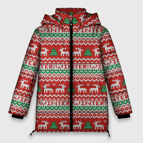 Женская зимняя куртка Oversize с принтом Deer Christmas Pattern в Белгороде, верх — 100% полиэстер; подкладка — 100% полиэстер; утеплитель — 100% полиэстер | длина ниже бедра, силуэт Оверсайз. Есть воротник-стойка, отстегивающийся капюшон и ветрозащитная планка. 

Боковые карманы с листочкой на кнопках и внутренний карман на молнии | background | christmas | christmas pattern | deer | herringbone | holiday | knitted pattern | new year | pattern | texture | tree | вязаный узор | елка | елочка | новогодний узор | новый год | олени | паттерн | праздник | рождество | текстура | узор | фон