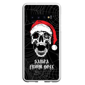 Чехол для Samsung Galaxy S10 с принтом Santa Сlaus from hell в Белгороде, Силикон | Область печати: задняя сторона чехла, без боковых панелей | christmas | new year | red cap | santa claus | santa from hell | skull | spider web | дед мороз | красный колпак | новый год | паутина | рождество | санта из ада | санта клаус | череп