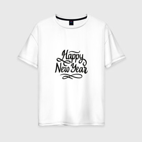 Женская футболка хлопок Oversize с принтом Надпись с Новым годом в Белгороде, 100% хлопок | свободный крой, круглый ворот, спущенный рукав, длина до линии бедер
 | 2022 | зима | надпись | новый год | символ года | снег | тигр