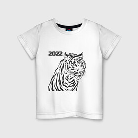 Детская футболка хлопок с принтом ТиГрРрА в Белгороде, 100% хлопок | круглый вырез горловины, полуприлегающий силуэт, длина до линии бедер | 2022 | зима | кот | новый год | тигр