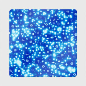 Магнит виниловый Квадрат с принтом Сверкающие снежинки в Белгороде, полимерный материал с магнитным слоем | размер 9*9 см, закругленные углы | Тематика изображения на принте: blue | christmas | cold | ice | new year | snow | snowflakes | stars | winter | блеск | звезды | зима | зимний орнамент | иней | космические снежинки | кристаллы | лед | мороз | новогодний узор | новый год | подарок | рождество