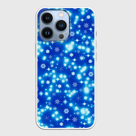 Чехол для iPhone 13 Pro с принтом Сверкающие снежинки в Белгороде,  |  | blue | christmas | cold | ice | new year | snow | snowflakes | stars | winter | блеск | звезды | зима | зимний орнамент | иней | космические снежинки | кристаллы | лед | мороз | новогодний узор | новый год | подарок | рождество