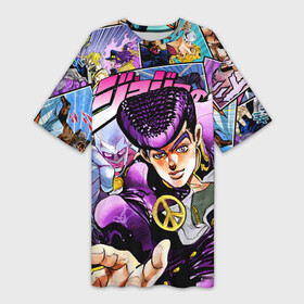 Платье-футболка 3D с принтом JoJo s Bizarre Adventure: Josuke в Белгороде,  |  | anime | crazy diamond | jojo | jojo bizarre adventure | jojos bizarre adventure | josuke higashikata | аниме | джоджо | джоске | джосуке | манга