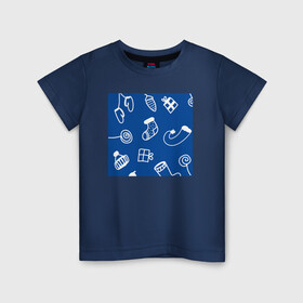 Детская футболка хлопок с принтом Простой НГ паттерн в Белгороде, 100% хлопок | круглый вырез горловины, полуприлегающий силуэт, длина до линии бедер | нг | новогодний | новый год | паттерн | праздничный | рождество | синий