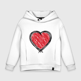 Детское худи Oversize хлопок с принтом Doodle Heart в Белгороде, френч-терри — 70% хлопок, 30% полиэстер. Мягкий теплый начес внутри —100% хлопок | боковые карманы, эластичные манжеты и нижняя кромка, капюшон на магнитной кнопке | граффити | карандаш | любовь | набросок | рисунок | сердце | эских