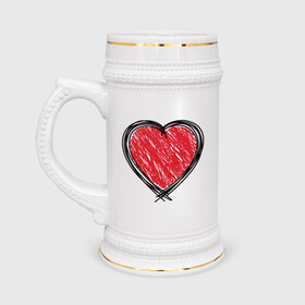 Кружка пивная с принтом Doodle Heart в Белгороде,  керамика (Материал выдерживает высокую температуру, стоит избегать резкого перепада температур) |  объем 630 мл | граффити | карандаш | любовь | набросок | рисунок | сердце | эских
