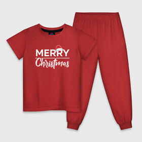 Детская пижама хлопок с принтом Merry Christmas | Счастливого Рождества. в Белгороде, 100% хлопок |  брюки и футболка прямого кроя, без карманов, на брюках мягкая резинка на поясе и по низу штанин
 | Тематика изображения на принте: christmas | merry | new | red | santa | winter | year | дед мороз | зима | красный | новый год | подарки | праздник | рождество | сантаклаус | счастье