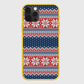 Чехол для iPhone 12 Pro с принтом Knitted Pattern в Белгороде, силикон | область печати: задняя сторона чехла, без боковых панелей | Тематика изображения на принте: background | christmas | holiday | knitted pattern | new year | pattern | snowflakes | texture | вязаный узор | новый год | паттерн | праздник | рождество | снежинки | текстура | узор | фон