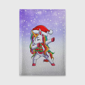 Обложка для автодокументов с принтом Xmas Unicorn Dabbing   Рождественский Единорог Даб в Белгороде, натуральная кожа |  размер 19,9*13 см; внутри 4 больших “конверта” для документов и один маленький отдел — туда идеально встанут права | Тематика изображения на принте: christmas | dabbing | santa | unicorn | даббинг | дед мороз | единорог | зима | новый год | радуга | радужный | рождество | санта | снег | снежинка | юникорн