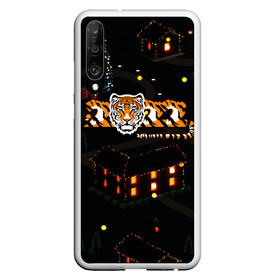Чехол для Honor P30 с принтом Ночной новогодний город 2022 год тигра в Белгороде, Силикон | Область печати: задняя сторона чехла, без боковых панелей | 2022 | год тигра | новый год | новый год 2022 | символ года | тигр | тигренок | тигрица | тигры