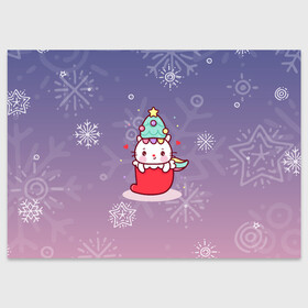 Поздравительная открытка с принтом Happy New Year 2022. Сat 1 в Белгороде, 100% бумага | плотность бумаги 280 г/м2, матовая, на обратной стороне линовка и место для марки
 | 2022 | 22 | cat | happy new year | holiday | new year | гирлянда | кот | котенок | новый год | праздник | рождество