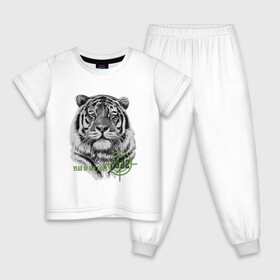Детская пижама хлопок с принтом Год белого тигра 2022 в Белгороде, 100% хлопок |  брюки и футболка прямого кроя, без карманов, на брюках мягкая резинка на поясе и по низу штанин
 | Тематика изображения на принте: 2022 | tiger | year of the tiger | белый тигр | год 2022 | год под прицелом | год тигра | новогодний тигр | новый год | тигр