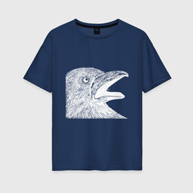 Женская футболка хлопок Oversize с принтом Крик белого ворона в Белгороде, 100% хлопок | свободный крой, круглый ворот, спущенный рукав, длина до линии бедер
 | белая ворона | ворон | ворона | депрессия | злая птичка | птица | птичка | рисунок | ярость