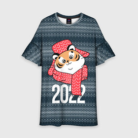 Детское платье 3D с принтом 2022 символ года в Белгороде, 100% полиэстер | прямой силуэт, чуть расширенный к низу. Круглая горловина, на рукавах — воланы | 2022 | год тигра | новый год | новый год 2022 | символ года | тигр | тигренок | тигрица | тигры