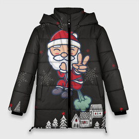 Женская зимняя куртка Oversize с принтом Плохой Санта 2022 Bad Santa в Белгороде, верх — 100% полиэстер; подкладка — 100% полиэстер; утеплитель — 100% полиэстер | длина ниже бедра, силуэт Оверсайз. Есть воротник-стойка, отстегивающийся капюшон и ветрозащитная планка. 

Боковые карманы с листочкой на кнопках и внутренний карман на молнии | 2022 | год тигра | новый год | новый год 2022 | символ года | тигр | тигренок | тигрица | тигры