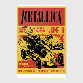 Магнитный плакат 2Х3 с принтом Metallica - Iowa Speedway playbill в Белгороде, Полимерный материал с магнитным слоем | 6 деталей размером 9*9 см | Тематика изображения на принте: car | death | group | hard rock | hype | metallica | music | skull | speed | thrash metal | usa | группа | металлика | музыка | скорость | сша | тяжёлый рок | череп