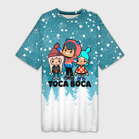 Платье-футболка 3D с принтом Новогодний Toca Boca. в Белгороде,  |  | merry christmas | toca boca | toca life world | зима близко | игра | леон | новогодний | новый год | рита | рождество | снег | снежинки | тока бока | тока бока лайф | туса воса