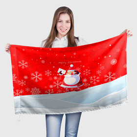 Флаг 3D с принтом Дед Мороз с подарочным конвертом. в Белгороде, 100% полиэстер | плотность ткани — 95 г/м2, размер — 67 х 109 см. Принт наносится с одной стороны | 2022 | merry christmas | год тигра | дед мороз | зима близко | мороз | нг | новогодний | новогодний тигр | новогодняя символика | новый год | новый год 2022 | рождество | символ 2022 года | снег | снежинки | тигр