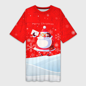 Платье-футболка 3D с принтом Дед Мороз с подарочным конвертом. в Белгороде,  |  | Тематика изображения на принте: 2022 | merry christmas | год тигра | дед мороз | зима близко | мороз | нг | новогодний | новогодний тигр | новогодняя символика | новый год | новый год 2022 | рождество | символ 2022 года | снег | снежинки | тигр