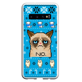 Чехол для Samsung Galaxy S10 с принтом Grumpy КОТ МЕМ НОВОГОДНИЙ в Белгороде, Силикон | Область печати: задняя сторона чехла, без боковых панелей | Тематика изображения на принте: 2021 | 2022 | cat | christmas | mem | merry | merry christmas | new year | snow | sweater | ugly christmas | winter | зима | кис | киска | кот | котейка | котик | коты | котяра | кошка | кошки | мем | мемы | новогодний | новогодняя | новый 