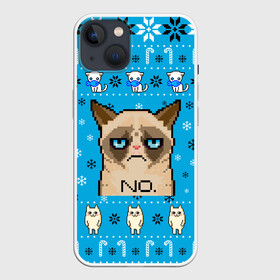 Чехол для iPhone 13 с принтом Grumpy КОТ МЕМ НОВОГОДНИЙ в Белгороде,  |  | 2021 | 2022 | cat | christmas | mem | merry | merry christmas | new year | snow | sweater | ugly christmas | winter | зима | кис | киска | кот | котейка | котик | коты | котяра | кошка | кошки | мем | мемы | новогодний | новогодняя | новый 