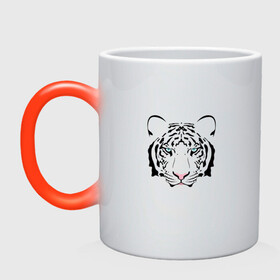 Кружка хамелеон с принтом Тигр смотрит на тебя в Белгороде, керамика | меняет цвет при нагревании, емкость 330 мл | tiger | восточный тигр | год тигра | голова | кошка | тигр | тигренок | хищник