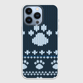 Чехол для iPhone 13 Pro с принтом Вязанные тигровые лапки в Белгороде,  |  | вязанка | лапы | след | след животного | узоры