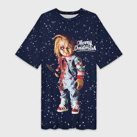 Платье-футболка 3D с принтом Новогодний Чаки  New Year s Chucky в Белгороде,  |  | chucky | кино | кукла | монстр | новый год | нож | рождество | снег | снежинка | ужасы | хоррор | чаки
