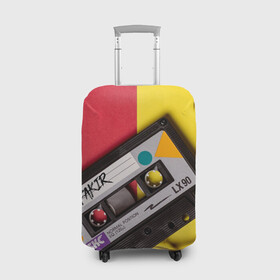 Чехол для чемодана 3D с принтом FULL OLD DCHOOL в Белгороде, 86% полиэфир, 14% спандекс | двустороннее нанесение принта, прорези для ручек и колес | Тематика изображения на принте: fakir | желтый | кассета | красный | пленка
