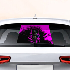Наклейка на авто - для заднего стекла с принтом Pink Jinx в Белгороде, ПВХ | Точные размеры наклейки зависят от выбранного изображения (ширина не больше 75 мм, высота не больше 45 мм) | arcane | jinx | league of legends | lol | moba | аркейн | джинкс | жинкс | лига легенд | лол | моба
