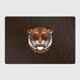 Магнитный плакат 3Х2 с принтом Крутой тигр в очках с цепью в Белгороде, Полимерный материал с магнитным слоем | 6 деталей размером 9*9 см | furry | tiger | восточный тигр | год тигра | голова | кошка | тигр | тигренок | фурри | хищник