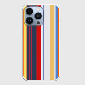 Чехол для iPhone 13 Pro с принтом Stripes Abstract в Белгороде,  |  | Тематика изображения на принте: абстракция | акриловая | акриловый | без лишнего | белую | белый | в полоску | голубую | желтую | желтый | красную | красный | линии | на каждый день | полоски | разноцветная | разноцветное