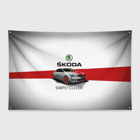 Флаг-баннер с принтом Skoda Rapid Sport в Белгороде, 100% полиэстер | размер 67 х 109 см, плотность ткани — 95 г/м2; по краям флага есть четыре люверса для крепления | rapid | simply clever | skoda | автомобиль | машина | рапид | тачка | чехия | шкода