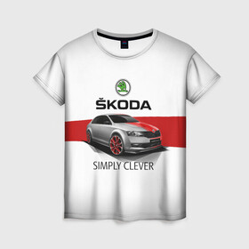 Женская футболка 3D с принтом Skoda Rapid Sport в Белгороде, 100% полиэфир ( синтетическое хлопкоподобное полотно) | прямой крой, круглый вырез горловины, длина до линии бедер | rapid | simply clever | skoda | автомобиль | машина | рапид | тачка | чехия | шкода