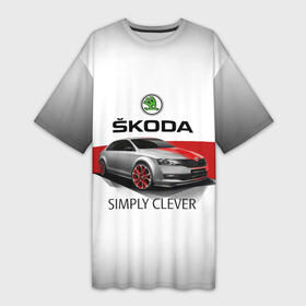 Платье-футболка 3D с принтом Skoda Rapid Sport в Белгороде,  |  | rapid | simply clever | skoda | автомобиль | машина | рапид | тачка | чехия | шкода