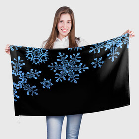 Флаг 3D с принтом Минималистичные Снежинки в Белгороде, 100% полиэстер | плотность ткани — 95 г/м2, размер — 67 х 109 см. Принт наносится с одной стороны | зима | минимализм | новый год | снег | снегопад | снежинки