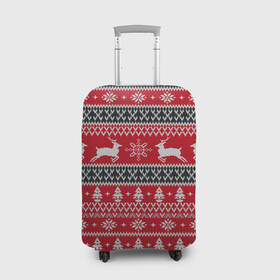 Чехол для чемодана 3D с принтом НОВОГОДНИЙ УЗОР С ОЛЕНЯМИ в Белгороде, 86% полиэфир, 14% спандекс | двустороннее нанесение принта, прорези для ручек и колес | background | christmas | christmas pattern | deer | holiday | knitted pattern | new year | pattern | snowflakes | texture | tree | вязаный узор | елка | елочка | новогодний узор | новый год | олени | паттерн | праздник | рождество | снежинки | текстура | 