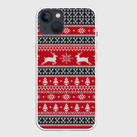 Чехол для iPhone 13 с принтом НОВОГОДНИЙ УЗОР С ОЛЕНЯМИ в Белгороде,  |  | background | christmas | christmas pattern | deer | holiday | knitted pattern | new year | pattern | snowflakes | texture | tree | вязаный узор | елка | елочка | новогодний узор | новый год | олени | паттерн | праздник | рождество | снежинки | текстура | 