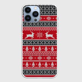 Чехол для iPhone 13 Pro Max с принтом НОВОГОДНИЙ УЗОР С ОЛЕНЯМИ в Белгороде,  |  | background | christmas | christmas pattern | deer | holiday | knitted pattern | new year | pattern | snowflakes | texture | tree | вязаный узор | елка | елочка | новогодний узор | новый год | олени | паттерн | праздник | рождество | снежинки | текстура | 