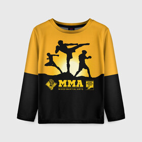 Детский лонгслив 3D с принтом ММА (Mixed Martial Arts) в Белгороде, 100% полиэстер | длинные рукава, круглый вырез горловины, полуприлегающий силуэт
 | bellator | boxing | fight club | mixed martial arts | ufc | айкидо | беллатор | боевые искусства | боец | бои | бои без правил | бойцовский клуб | бокс | борьба | воин | джиуджитсу | дзюдо | единоборства | карате | кикбоксинг