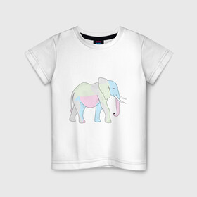 Детская футболка хлопок с принтом Сказочный слон в Белгороде, 100% хлопок | круглый вырез горловины, полуприлегающий силуэт, длина до линии бедер | африка | дикое животное | животное | животные | звери | индия | слон | экзотика