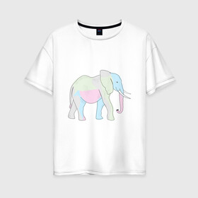 Женская футболка хлопок Oversize с принтом Сказочный слон в Белгороде, 100% хлопок | свободный крой, круглый ворот, спущенный рукав, длина до линии бедер
 | африка | дикое животное | животное | животные | звери | индия | слон | экзотика